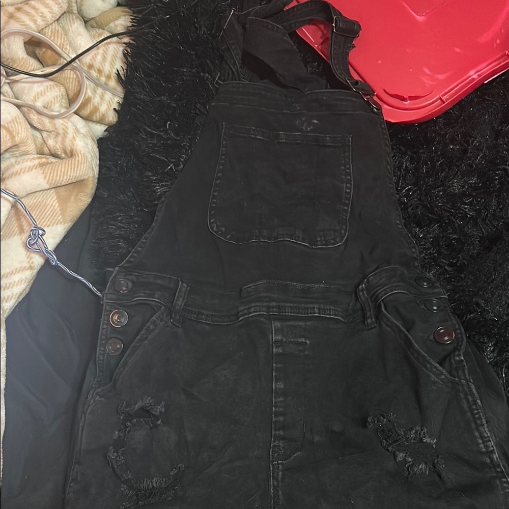 Second Skin Overalls Black Wide Leg Jumpsuit
